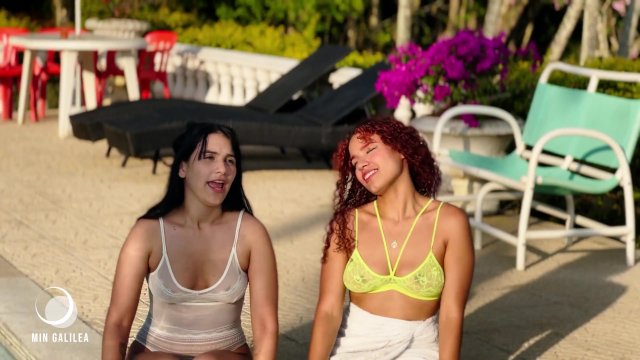 two lesbians in a pool wearing bikinis fuck hardcore - Black Barbie ft Min Galilea - Min Galilea