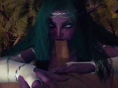 Night Elf princess give you a Blowjob in the Garden POV | 3D Porn