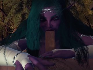 Night Elf_Princess Give You a_Blowjob in_the Garden POV 3D Porn