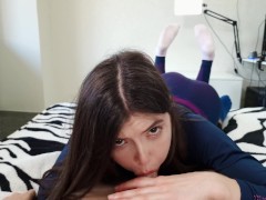 Film me while your horny slutty girlfriend sucks your cock and gets hot cum in her mouth and swallow