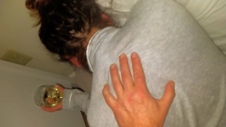 Have a glass to relax while she gets fucked in her ass