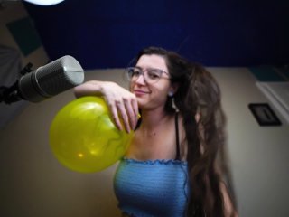 solo female, balloon fetish, blowing balloon, verified amateurs