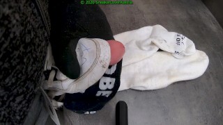 Cumshots on white Sk8erboy socks