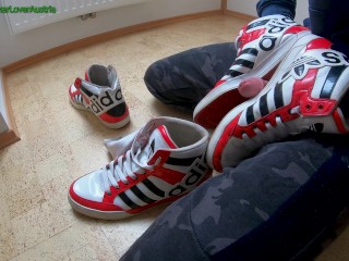 Play with Red White Adidas Hardcourt Big Logo