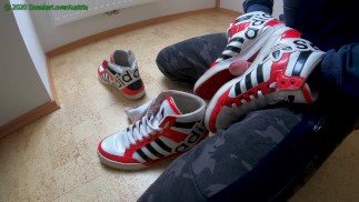 Play with red white Adidas Hardcourt big logo