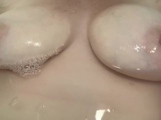 big natural tits, college, bathtub, brunette