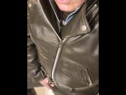 Preview 1 of Sandro jerks off and cums in denim / leather jacket and chucks and takes Annies jacket as cum dump