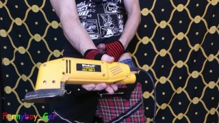 Perverse punk makes himself cum with a grinding machine, before he strip and dance (Preview)