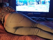 Preview 3 of ⭐ New! Kinky Girlfriend Pisses Her Jeans watching TV
