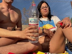 A follower touches my pussy on the beach and I masturbate him