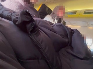Dick Flash! The passenger girl in the seat next to me gives me a handjob on the plane