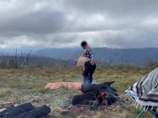 standing doggystyle, hot, outdoor sex, sex in mountains