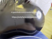 Preview 5 of Amazing Mistress in Latex Leggins Grinding Her Booty Against Submissive Guy, Incredible Ass- Gembdsm