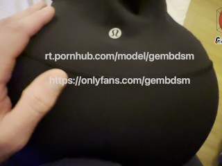 Hot Mistress Allowed her Slave to only Watch and Touch her Ass in new Lululemon Yoga Pants-Gembdsm