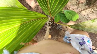 Auf Kleine Palme Gepisst Ich Habe Einen Tropischen Natursekt Gemacht
