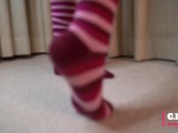 CHLOESOCKS - TEEN STUDENT IN LONG PINK SOCKS KNEE HIGH SOCKS WORSHIP