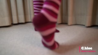 CHLOESOCKS - 長いピンクの靴下の10代の学生ニーハイソックス崇拝