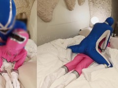 【特撮ヒーローのアクメセックス】「ピンクができることはおまんこ使うことだけだろ？」私は仲間の精子を出すことで疲れを癒し、地球を守ります。レンジャー達の戦闘の裏映像をご覧ください。 - Screenshot 8 of 16 - Hero