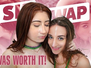 Naughty Step Sisters Ava Davis & Venice Rose Earn their Mardi Gras Beads and Fuck StepBros - SisSwap