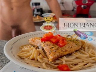 Sexy Colombiaanse Chef, Masturbeert Terwijl Hij Kookt