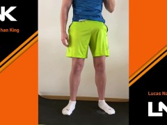 Loud moaning hands free cumshot during training | huge cumshot slowmotion