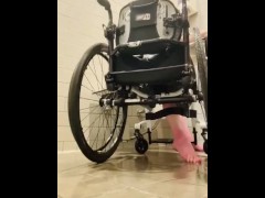 Disabled paraplegic girl in shower