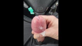 Huge cumshot in my car on break