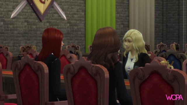 Naughty girls rubbing each other. Lesbians at the dinner table at Hogwarts. Hermione, Ginny and Luna