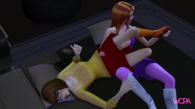 Scooby-Doo characters having lesbian sex in front of their husbands