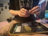 KinkyKushKitty Rolling a joint riding The Ceo's Cock