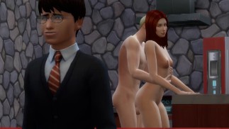 Draco having sex with Ginny behind Harry Potter's back - Parody