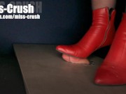 Preview 2 of Cock crush under boots and feet on old pantyhose tights with big cums