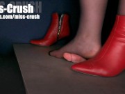 Preview 5 of Cock crush under boots and feet on old pantyhose tights with big cums