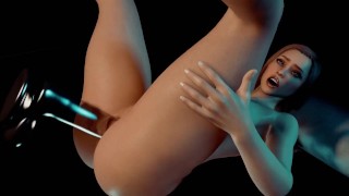 Busty menina tem vibrador de vidro anal | Pornografia 3D