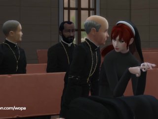 Innocent nun spied priest and then went to suck his dick with great desire