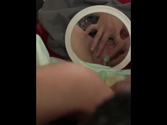 Paraplegic girl intermittent cathing while in bed