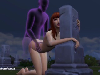 彼女は彼氏との最後の性交のために墓地に行きます