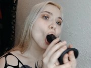 Preview 4 of Slutty schoolgirl fucks her mouth with a dildo