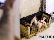 Preview 2 of MATURE4K. Mature woman sucks and rides stepsons dick with her hairy pussy