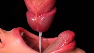 CLOSE UP OF THE BEST MILKING MOUTH FOR YOUR DICK Sucking Cock ASMR Tongue And Lips BLOWJOB