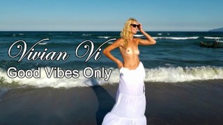 Only Good Vibes on the Beach - just a Beautiful Blond Woman with ...