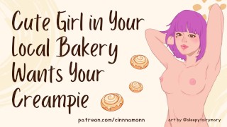 Cute chica en tu panadería local quiere tu creampie | Juego de roles de audio ASMR | Mamada
