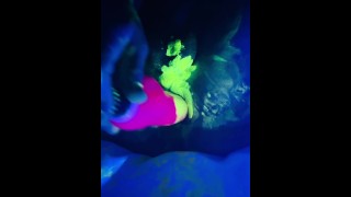 Training my ass to be pegged Neon Blacklight Solo Dildo