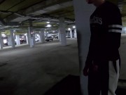 Preview 2 of guy jerking off in a busy parking lot
