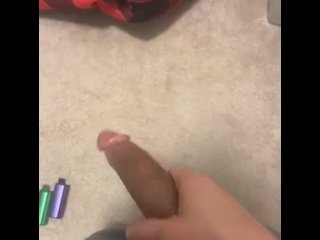 At home stroking this dick horny as fuck (excuse dog barking in background lol)
