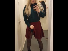 Masturbating in high heels and skirt