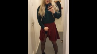 Masturbating in high heels and skirt