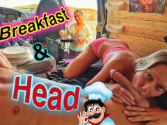 Breakfast and Head Threesome while Camping