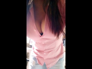 beautiful busty gives her boss a show of tits