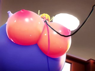 body inflation, belly inflation, tohru, cartoon